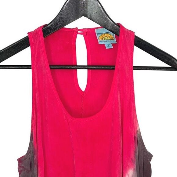 C&C California Tank Maxi Dress Size M Medium Sleeveless Shift Tie Dye In Ruby - Picture 3 of 10